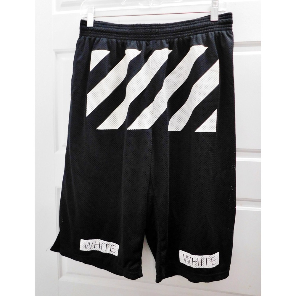Men's Wear Off-White OFF WHITE BLUE COLLAR Black Mesh Shorts sz L